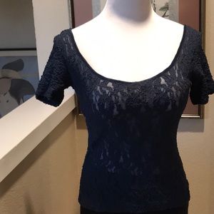 Navy Blue Lace Tee